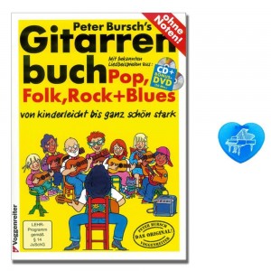 Peter Bursch's Gitarrenbuch Band 1, CD, Bonus-DVD mit herzförmiger Notenklammer